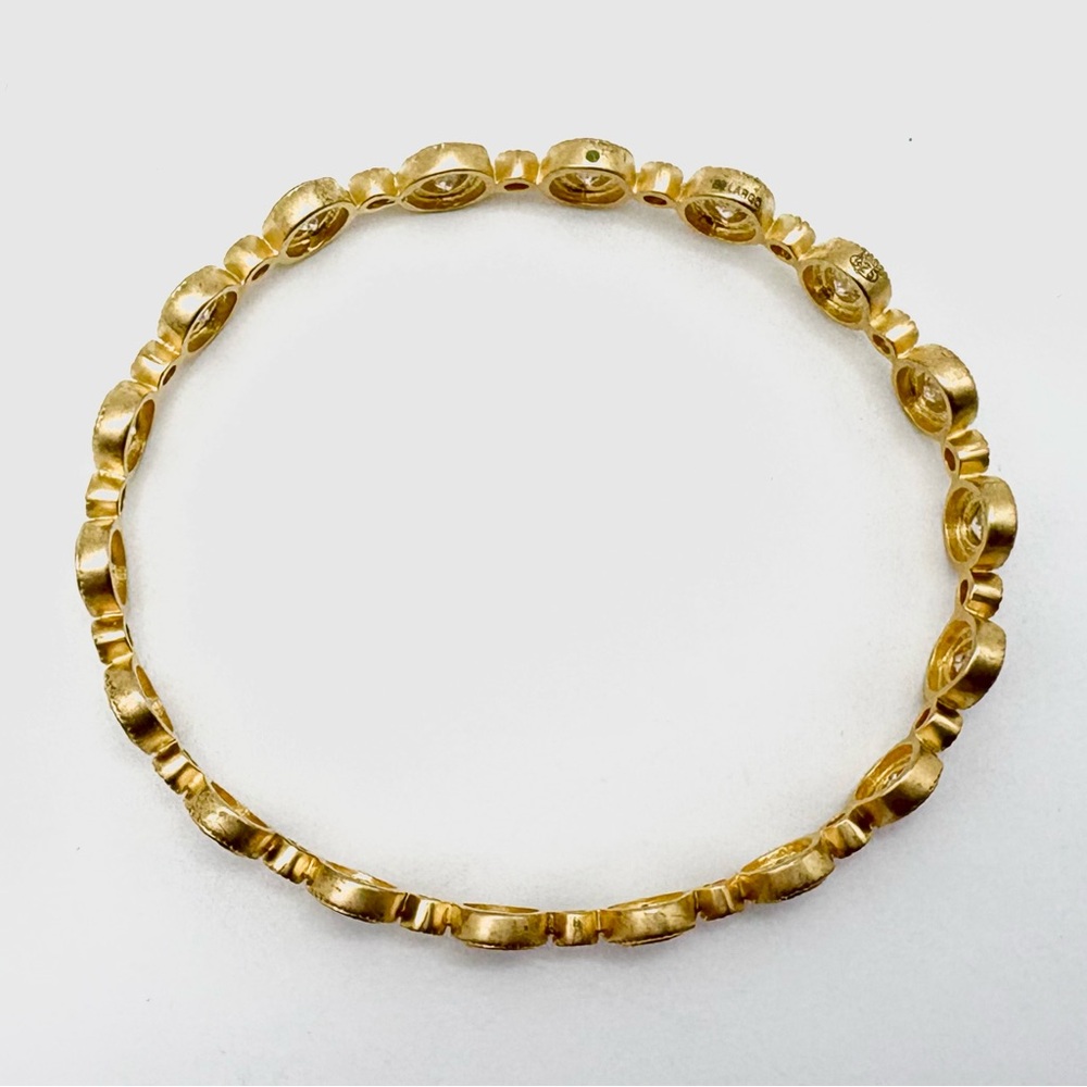 New Freida Rothman Matte Gold Bezel-Set Cubic Zirconia Oval Bangle Bracelet - Picture 3 of 5
